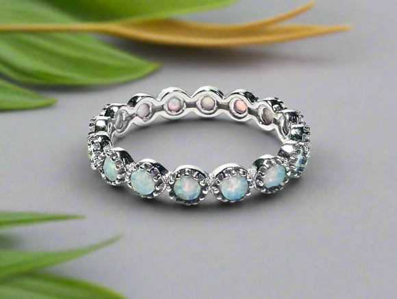 Opal Infinity Band/Sterling Silver Opal Ring