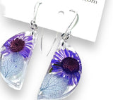Pressed Flower Earrings/Real Flower Earrings/Resin Flower - Janine Design