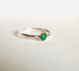 Emerald Ring/ Sterling and 14k Gold Ring Size 8.7/5 - Janine Design