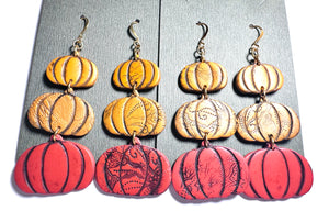 Fall Earrings Polymer Clay/ Pumpkin Earrings/ Leaf Earrings - Janine Design