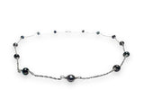 Grey/ Purple Pearl Floating Necklace, Wire Wrap Pearl Necklace - Janine Design
