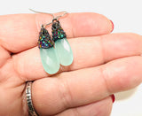 Sparkle Chalcedony Earrings, Ocean Blue Gemstone Earrings - Janine Design
