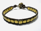 Tile Leather Cuff, Leather Cuff Bracelets, Printed Tile Cuff - Janine Design