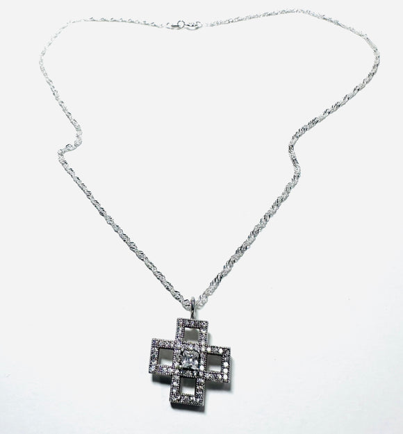 CZ Cross Necklace - Janine Design