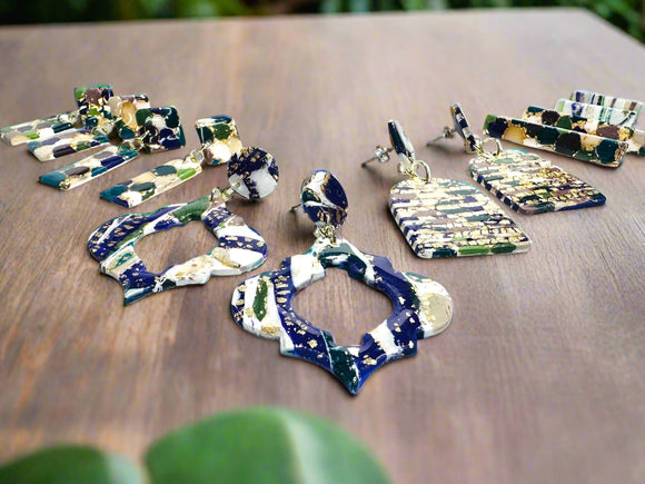 Clay Earrings-Golden Jewel Tone Collection - Janine Design