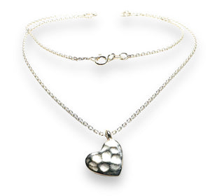Silver Heart Minimalist Necklace, Dainty Heart Necklace - Janine Design