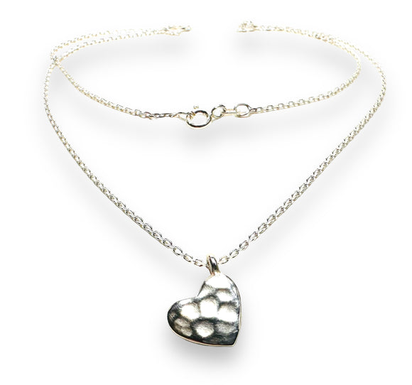 Silver Heart Minimalist Necklace, Dainty Heart Necklace - Janine Design