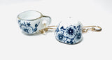 Cuppa Tea Earrings/ Tiny Porcelain Teacup Earrings - Janine Design