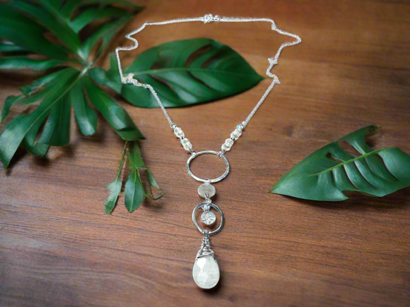 Moonstone Silver Circle Necklace