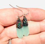 Sparkle Chalcedony Earrings, Ocean Blue Gemstone Earrings - Janine Design