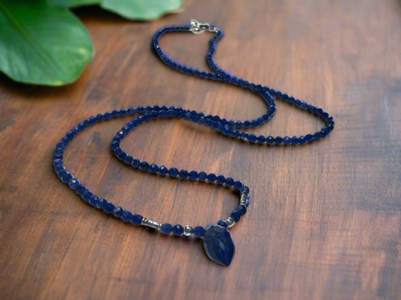 Lapis Beaded Necklace, Gemstone Necklace - Janine Design