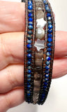 Gemstone Leather Bracelet, Leather Cuff Wrap Gemstone Bracelet-Power Bracelet