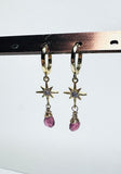 Star Huggie Hoops, Gold Filled Earrings, Hoops, Tourmaline Earrings