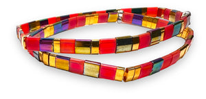 Tila Bead Bracelet/ Flat Stretch Bracelet/Assorted Colors - Janine Design
