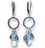 Gemstone Teardrop Silver Circle Earrings*