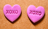 Conversation Heart Earrings/ Clay Earrings, Valentines Earrings/ Heart Earrings - Janine Design