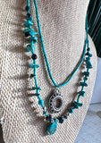 Turquoise Bohemian Double Strand Necklace - Janine Design