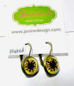 Sunflower Pattern Studs/Affordable Earrings, Gift Earrings, Pattern Studs - Janine Design