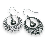 Filigree Hematite Earrings, Green/Blue Gemstone Earrings - Janine Design