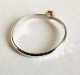 Emerald Ring/ Sterling and 14k Gold Ring Size 8.7/5 - Janine Design