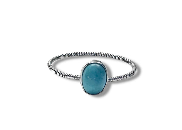Silver Simple Oval Turquoise Ring - Janine Design