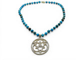 Filigree Medallion genuine turquoise necklace.