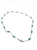 Flat Glass Beaded Chain Jewelry - blue and silver