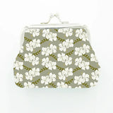 Floral patterned pouch on a white background
