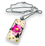 Polymer Clay Floral Sculpted Necklace - Pink and Yellow Flowers