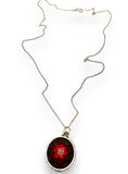 Polymer Clay Floral Sculpted Necklace - burgundy and pink flowers