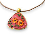 Polymer Clay Floral Sculpted Necklace -brown eyed daisies