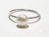 Freshwater Pearl Ring Size 8 -silver band with pearl attached