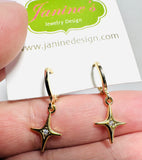 Star Huggie Hoops, Gold Filled Earrings, Hoops - Janine Design