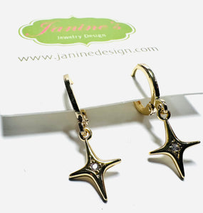 Star Huggie Hoops, Gold Filled Earrings, Hoops - Janine Design