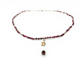 Garnet And Gold Star Necklace-silver - Janine Design
