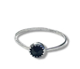 Garnet Stacking Ring Sterling Silver - round garnet on silver wire ring