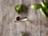 Garnet Stacking Ring Sterling Silver - wood design