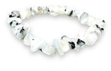 Gemstone Chip Stretch Bracelet - black and white