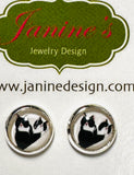 Glass Cat Studs, Cat Earrings, Kitty Studs - Janine Design