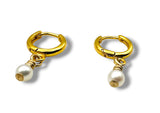 pearl Hoops, Gold Filled Earrings - Janine Design