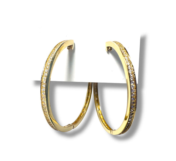 Gold Filled Cz Encrusted Hoop Earrings - Janine Design