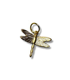 Gold dragonfly pendant on a white background