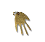 Gold hand-shaped pendant on a white background