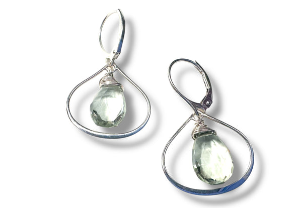 Green Amethyst Hoop Earrings