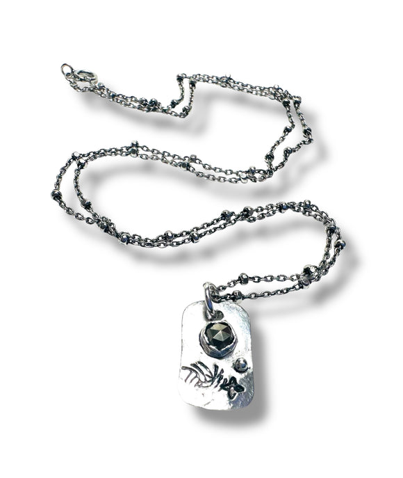 Hematite Tag Necklace - Janine Design