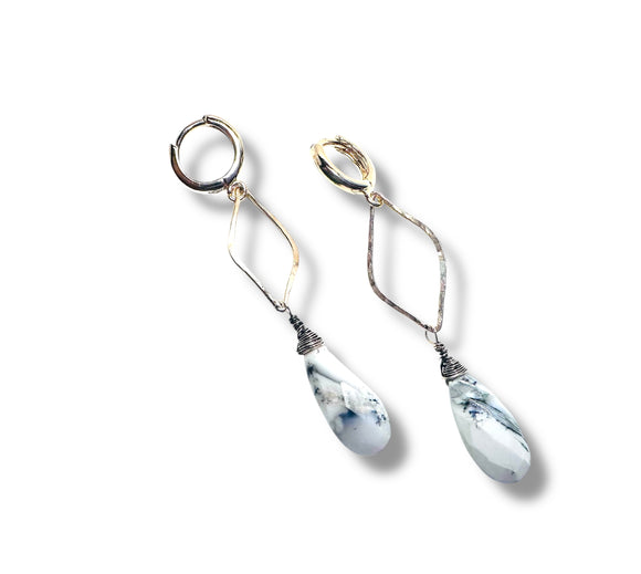 Howlite Marquise Earrings - Janine Design