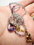 Dainty Beaded Gemstone Necklace-Flourite Teardrop