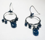 Kyanite Hoop Tassel Earrings - Janine Design