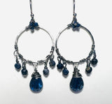 Kyanite Hoop Tassel Earrings - Janine Design