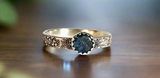 Kyanite Scroll Ring, Silver Band Ring - Janine Design
